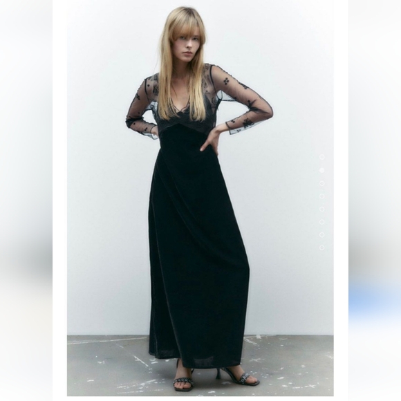 BNWT! Zara Velvet trim dress - Picture 3 of 11